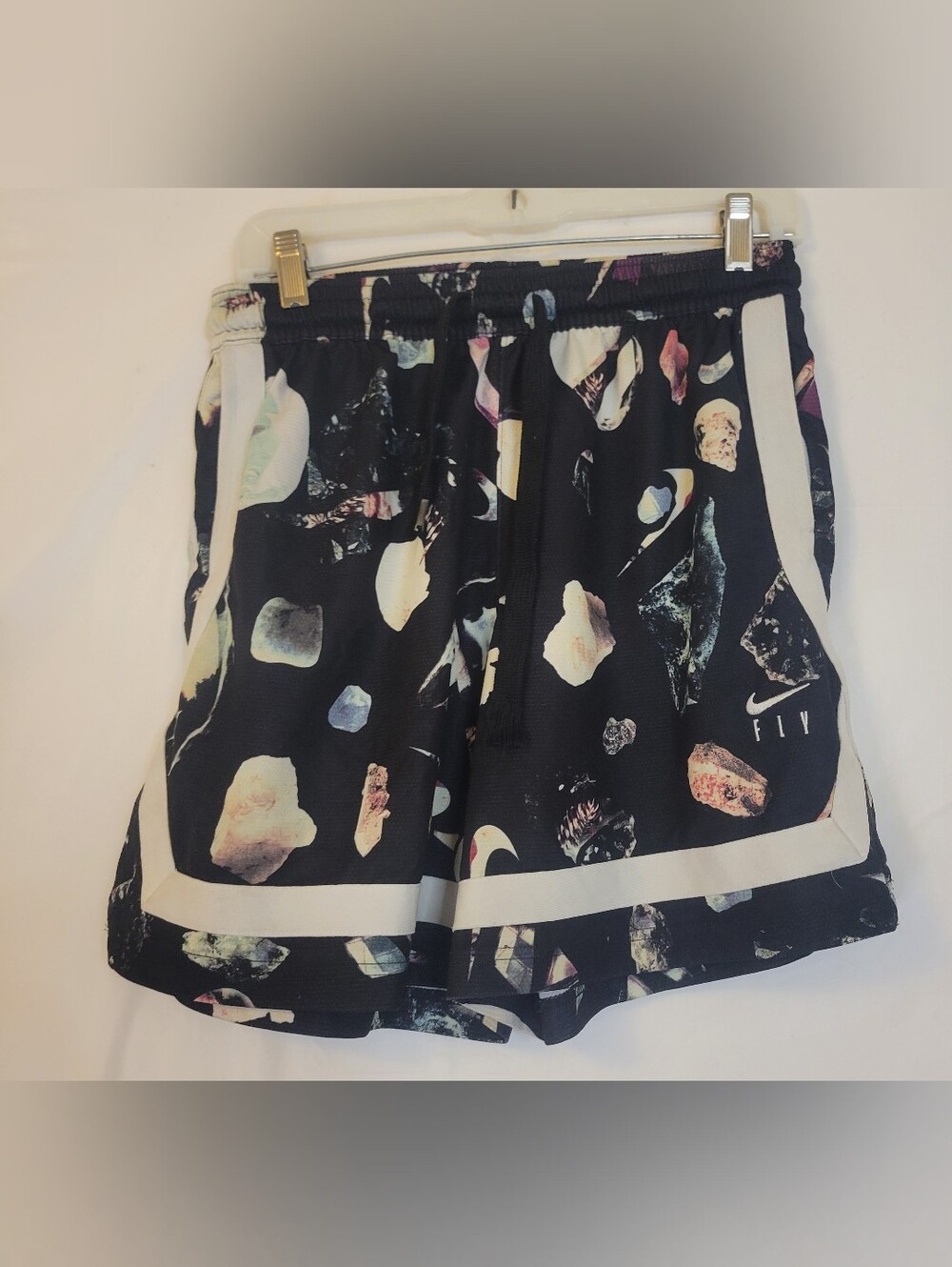 Nike Black Athletic Shorts with Multicolor Stone Print